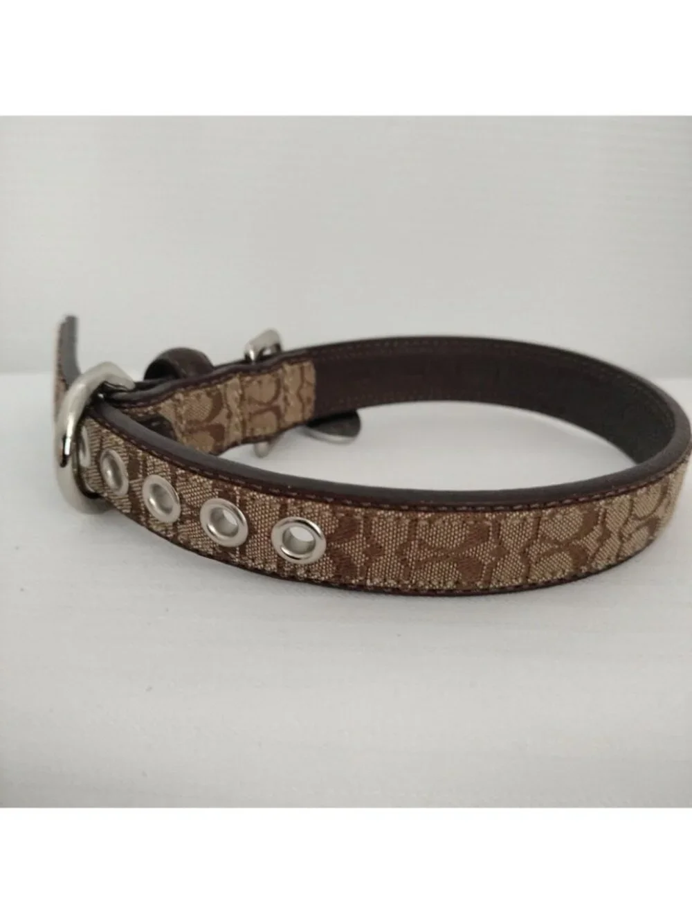 Coach Signature Pet Choker Beige & Brown Small 4003 New